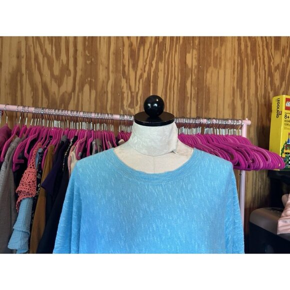 Eileen Fisher LINEN Cotton Turquoise Long Sleeve Lightweight Sz M Knit - Picture 3 of 8